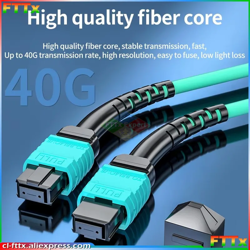 

12 cores MPO-MPO OM3-150 patchcord type A type B round female male fiber optic lead aqua cable OM3 MTP 12 strand jumper