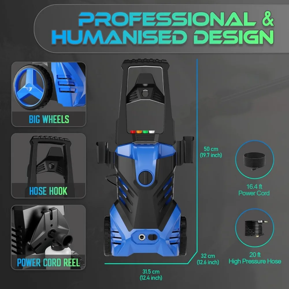 Imagem -03 - Lavadora Elétrica o 5000 Psi e 3.0 Gpm com Cabo de Mangueira de 25ft Tornando-a Perfeita para Limpar Carros Cercas Piscina de Alta Pressã
