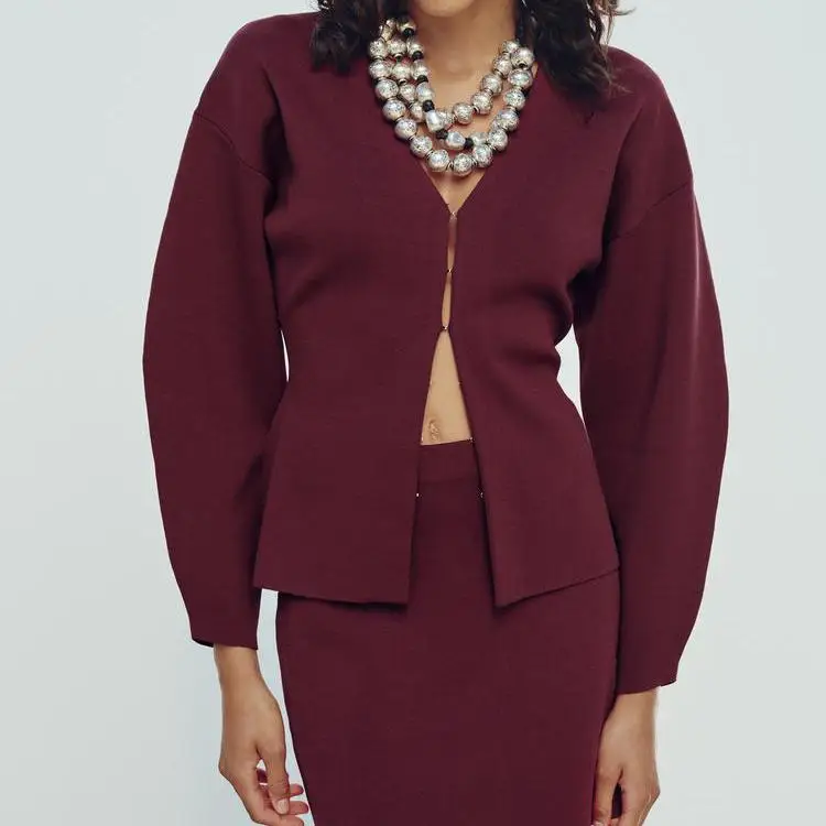 Gonna a vita alta Jaet lavorata a maglia slim fit autunno inverno Set semplice Sle lungo Sve V Ne Faion per donna