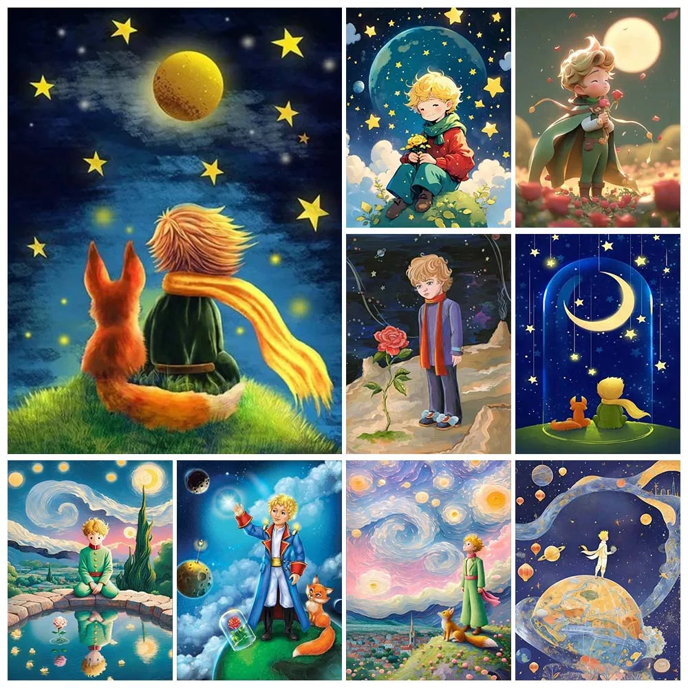 5D-Diamantgemälde „Der kleine Prinz“, runde Kits, Cartoon-Motiv für kleine Jungen und Fuchs, DIY-Bohrer, Mosaik, Kreuzstich, Stickerei, Geschenk