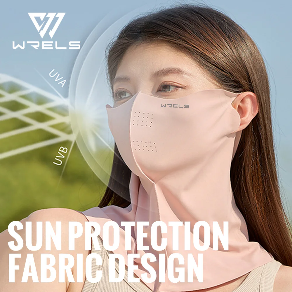 WRELS Sonnenschutzmaske, 3D-Eisseide, Anti-UV-Halstuch, Wandern, Radfahren, Sport, sonnenfest, staubdicht, Gesichtsbedeckung für den Außenbereich