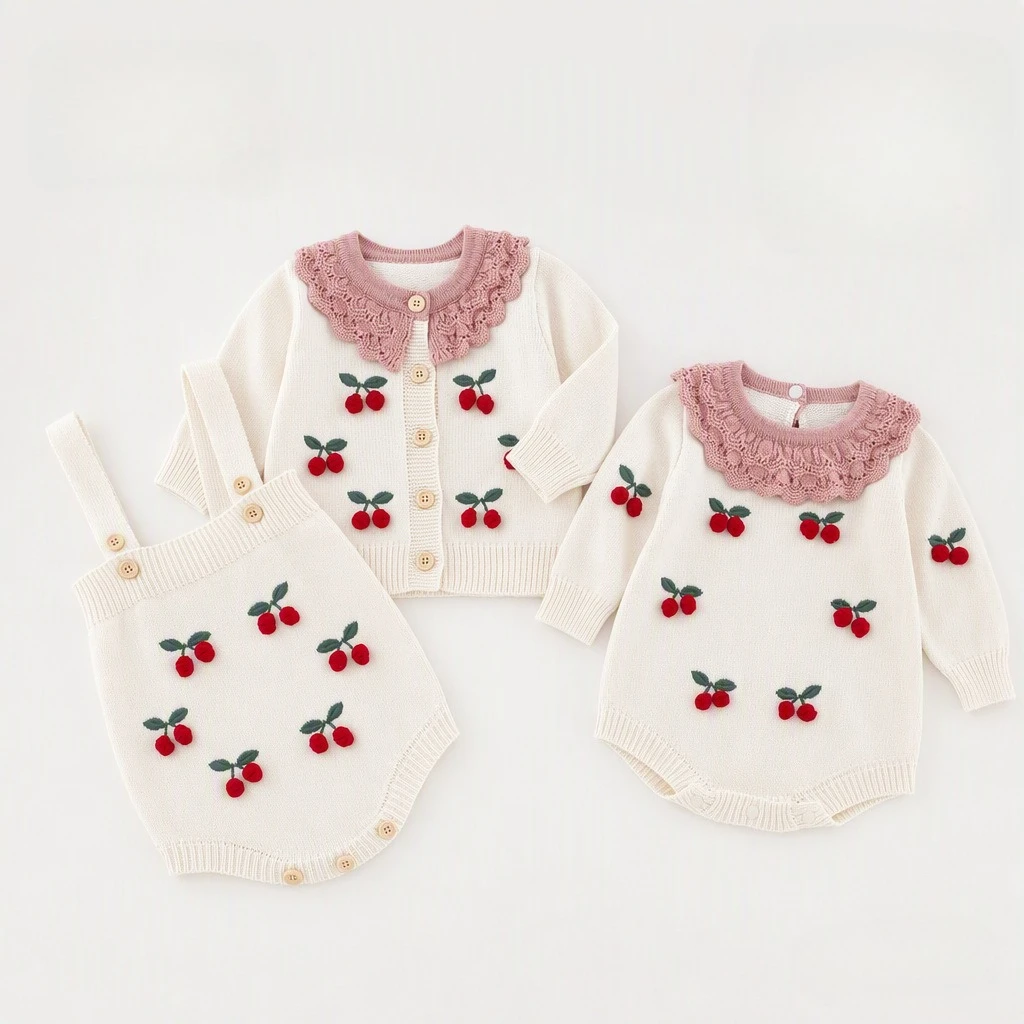 0-24M Newborn Kid Baby Girl Knit Romper Winter Sweater Warm Clothes Long Sleeve Thick Bodysuit Cute Princess Outfit Knitwear