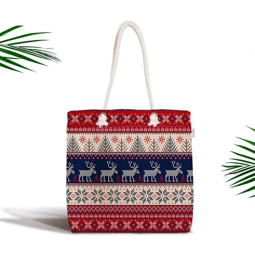 RealHomes Christmas Reindeer Pattern Digital Printed Zipper Cloth Bag