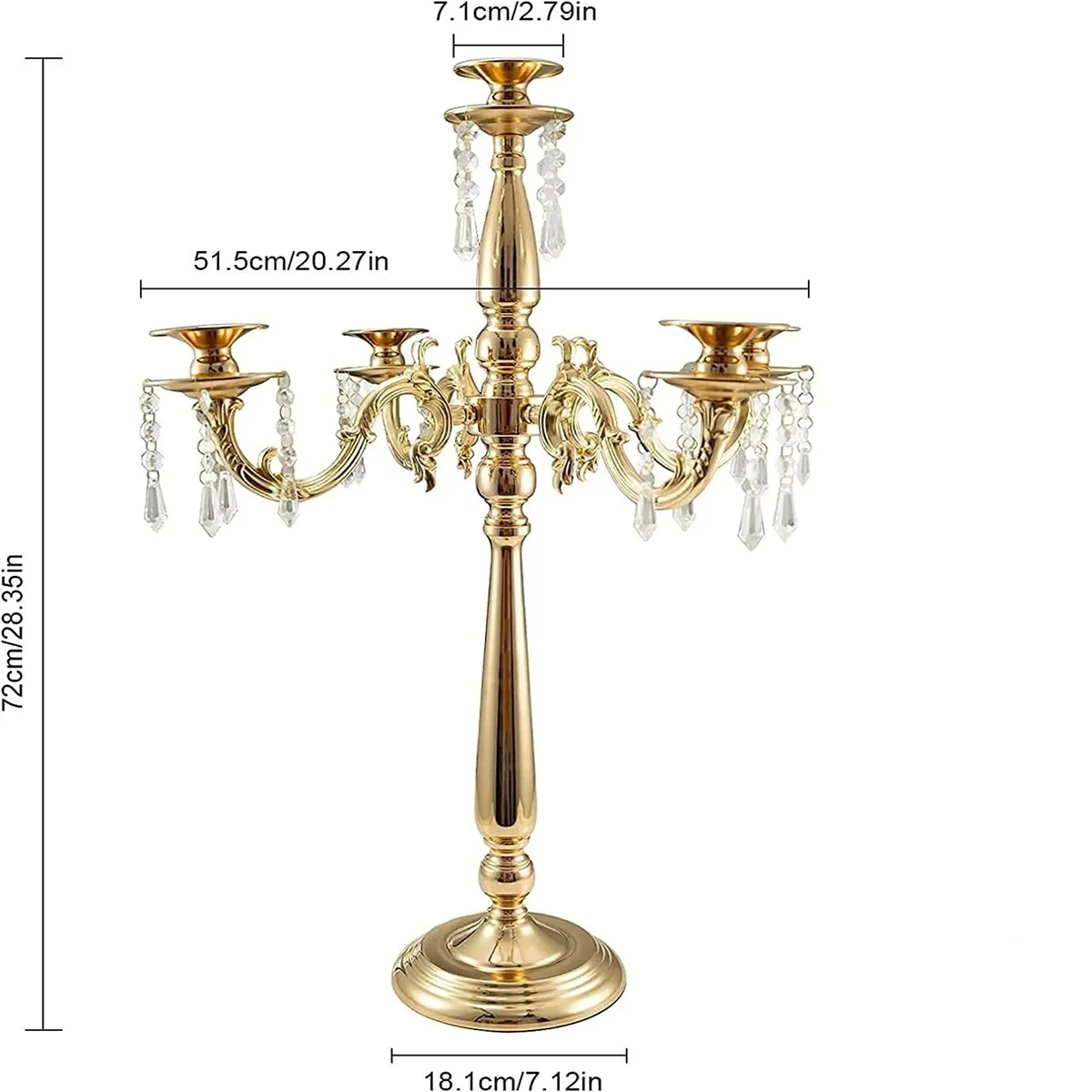 10pcs H80cm to 100cm )Wedding Decorations Gold Metal Candelabra 5 Arms Candle Holder Centerpiece For Weddings table centerpieces