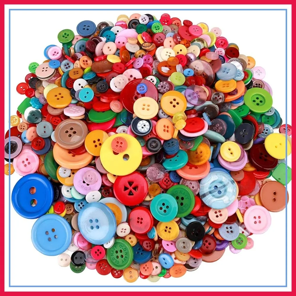 

1500 pcs Round Resin Buttons Mixed Sizes for Crafts Sewing DIY Handmade Ornament Easter Egg Fillers Decorative, 2 and 4 Holes