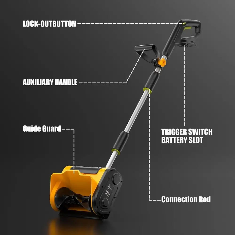 منفاخ ثلج كهربائي 12 لاسلكيًا مع رمي 20 قدم، مقبض قابل للتعديل، مفتاح أمان للممر، سطح السفينة، الفناء، الخطوات #5