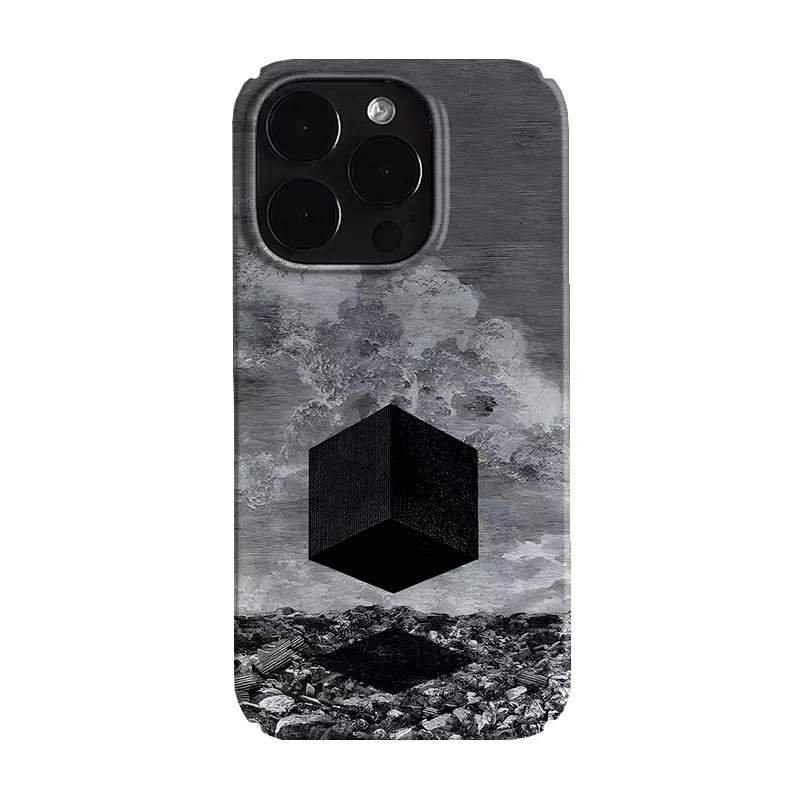 

Ins Korean Black Block Art Phone Case for IPhone 17 16E 15 14 13 12 Mini 11 Pro Max 12 Pro Back Cover XS XR SE 2020 Funda
