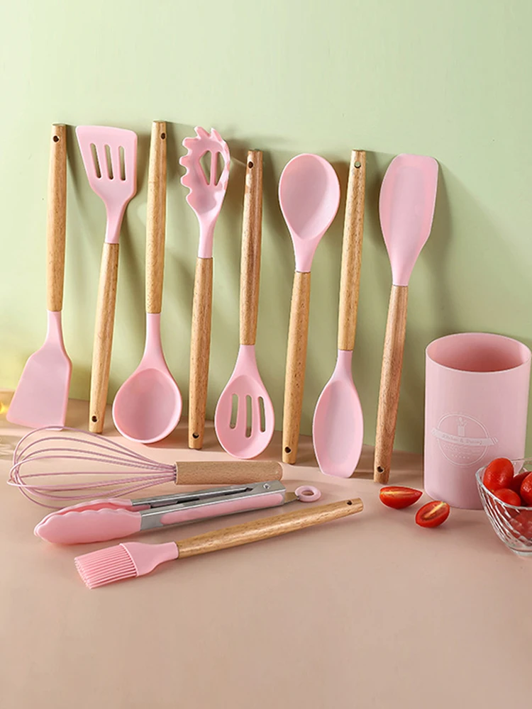 

12PCS Food Grade Silicone Kitchen Cookware Utensils Turner Spatula Measuring Spoon Practical Cooking Tool Kitchenware Set