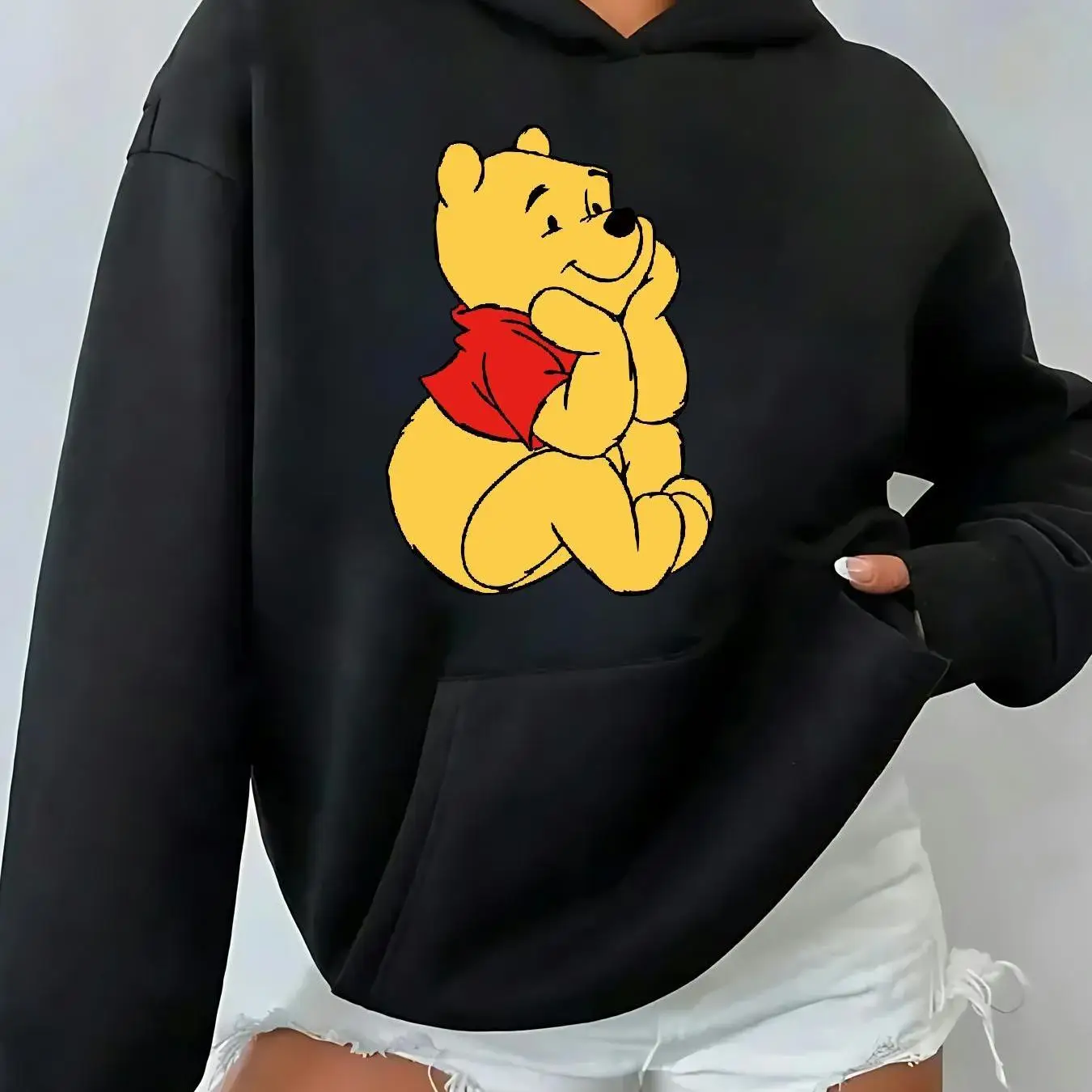 

Толстовки с капюшоном Disney Winnie The Pooh, модная уличная одежда большого размера, толстовки унисекс, осенне-зимние флисовые повседневные универсальные