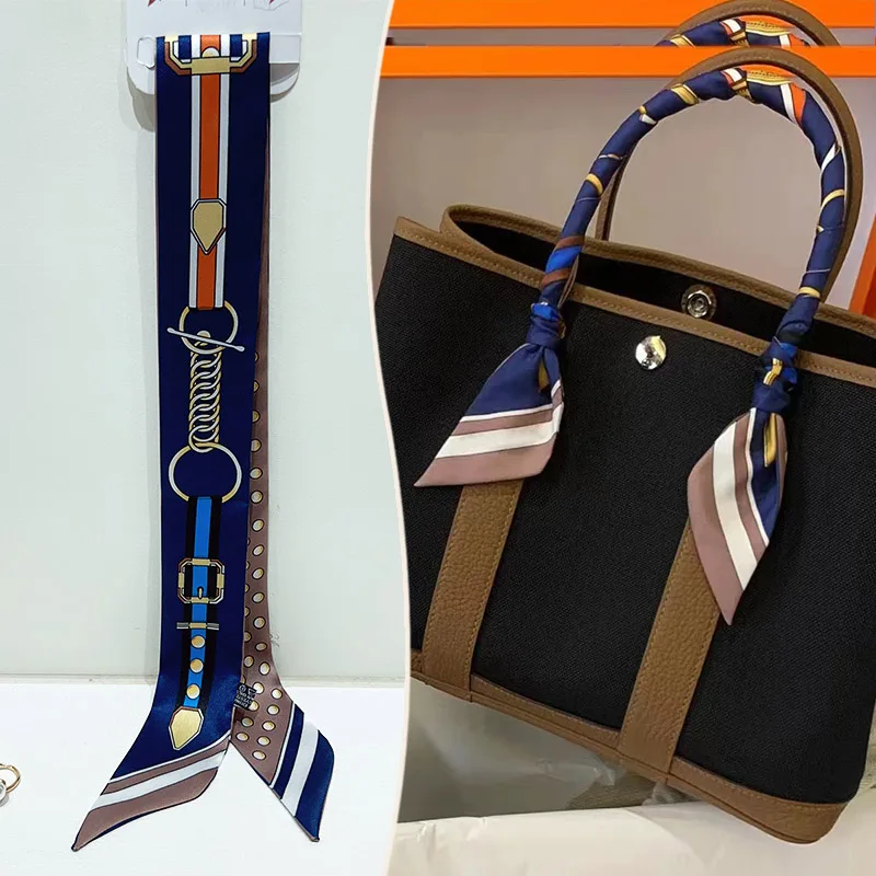 New 2025 simulated silk wrapped bag strap bag handle silk scarf tied bag ribbon decorative small streamer, image 5