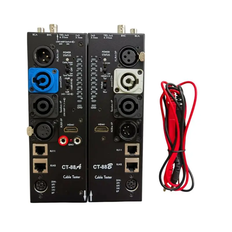 ABUO XLR Cable Tester CT-88 Separate Signal Line Meter for XLR Cable Tester Tool 9V Battery Powered Black