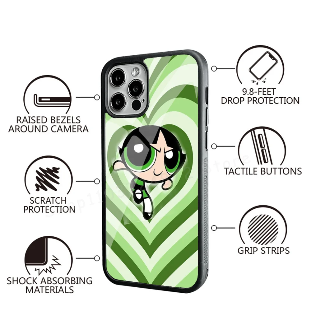 Cute P-Powerpuff-Girls Phone Case Strong Magnetic For IPhone 15 14 13 Pro Max Alex Mirror For Magsafe Wireless Charging Cover