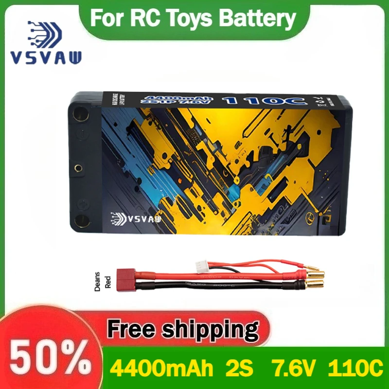 

Усовершенствованный тонкий литий-полимерный аккумулятор VSVAW 4400 мАч 2S 7.6В 110C HV для радиоуправляемых моделей автомобилей масштаба 1/10, литиевая батарея в жестком корпусе