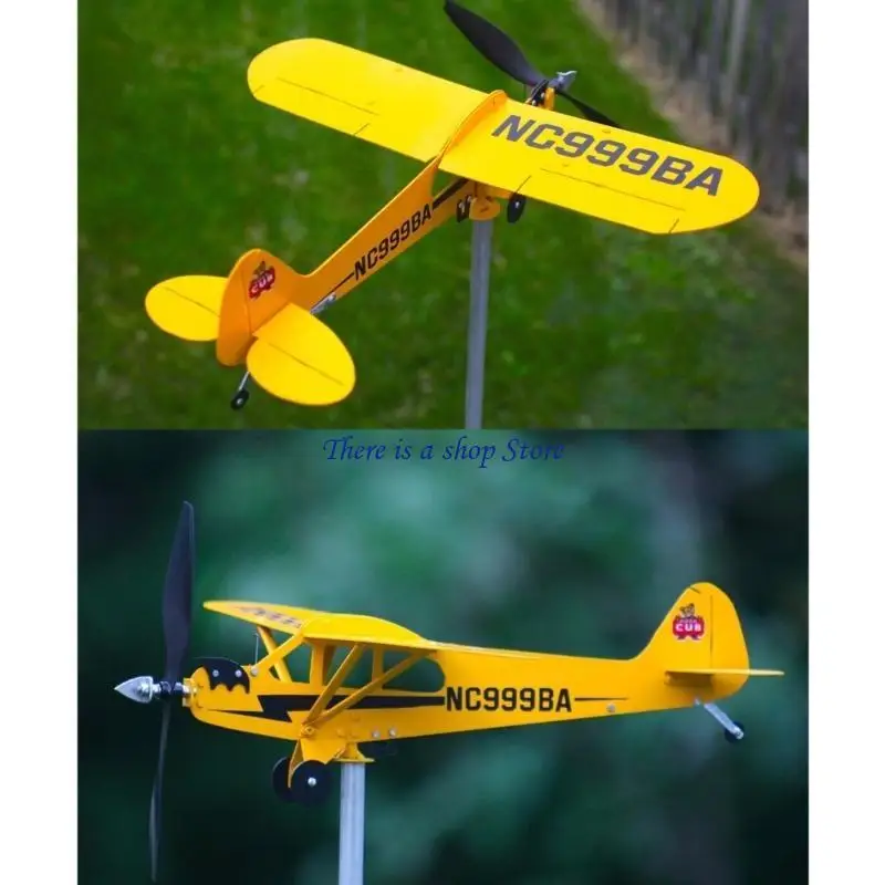 D0AD Metal Weathervane Wind Spinner for Flight Lovers Delicate Windmill Outdoor Garden Ornaments