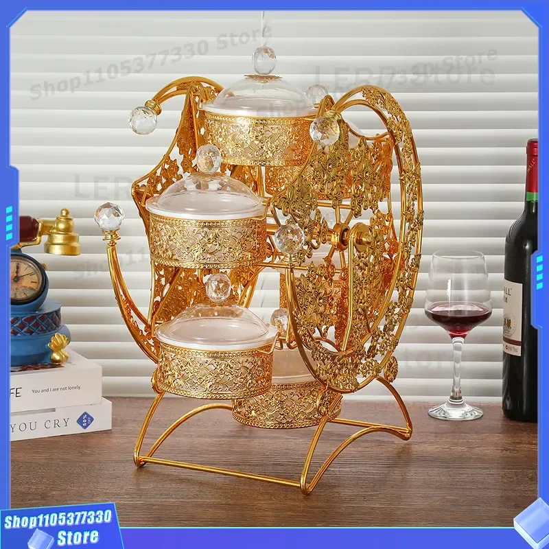 Creative Metal Moon Shape Fruit Plate Rotating Windmill Pattern Snack Box Dried Fruit Dish for Living Room Home Decor