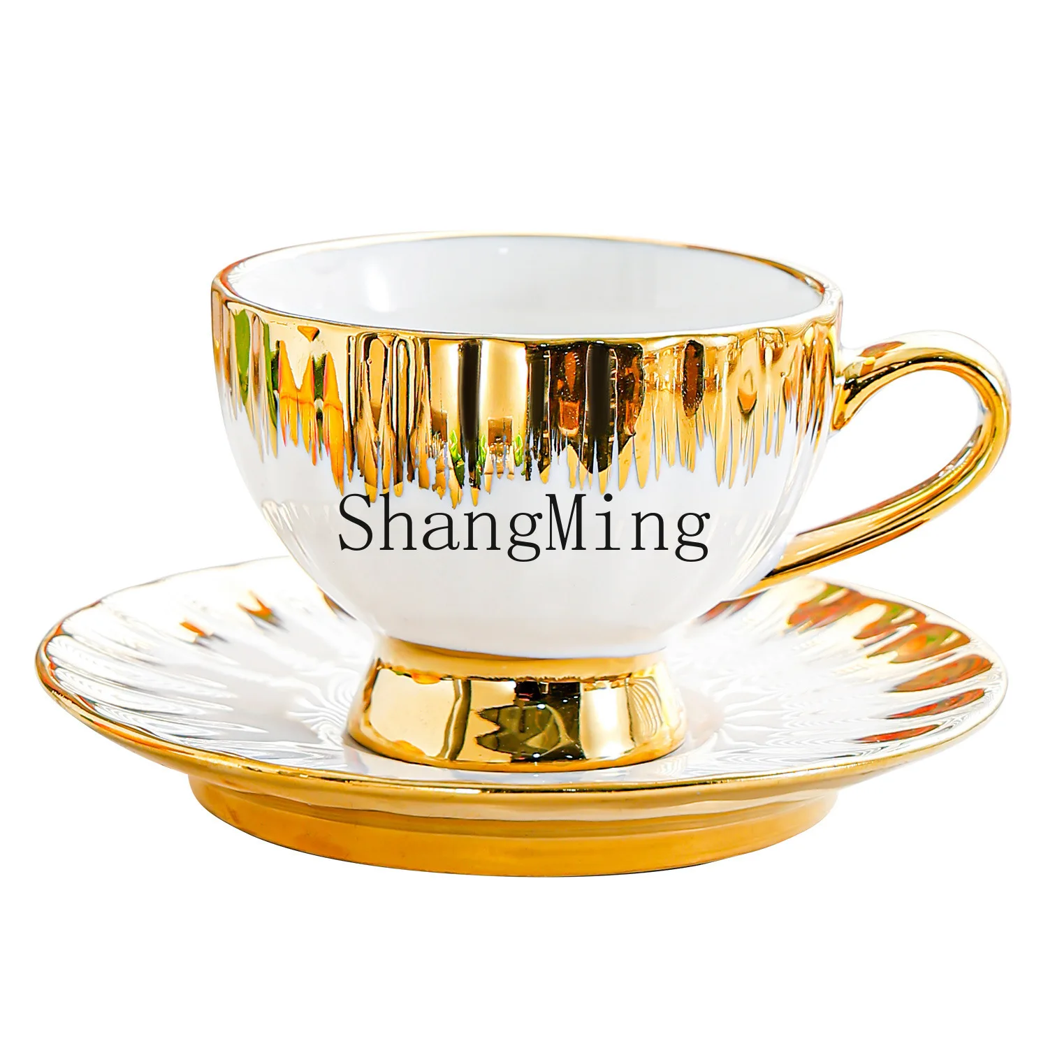 

PYH fashion light luxury teacup set electroplated ceramic Phnom Penh coffee cup saucer afternoon tea set