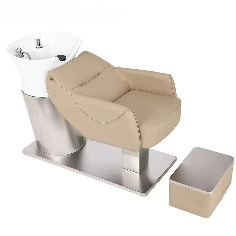 

Barber Shop White Leather Shampoo Chair Modern Hairdressing Spa Shampoo Salon Chair