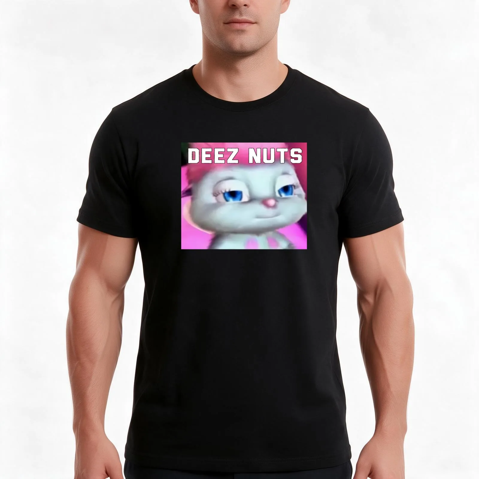 Bibble Deez Nuts T-Shirt, Summer Casual Cotton Tee, Oversized Streetwear Tops, Vintage Graphic Print, Loose Fit Short Sleeve