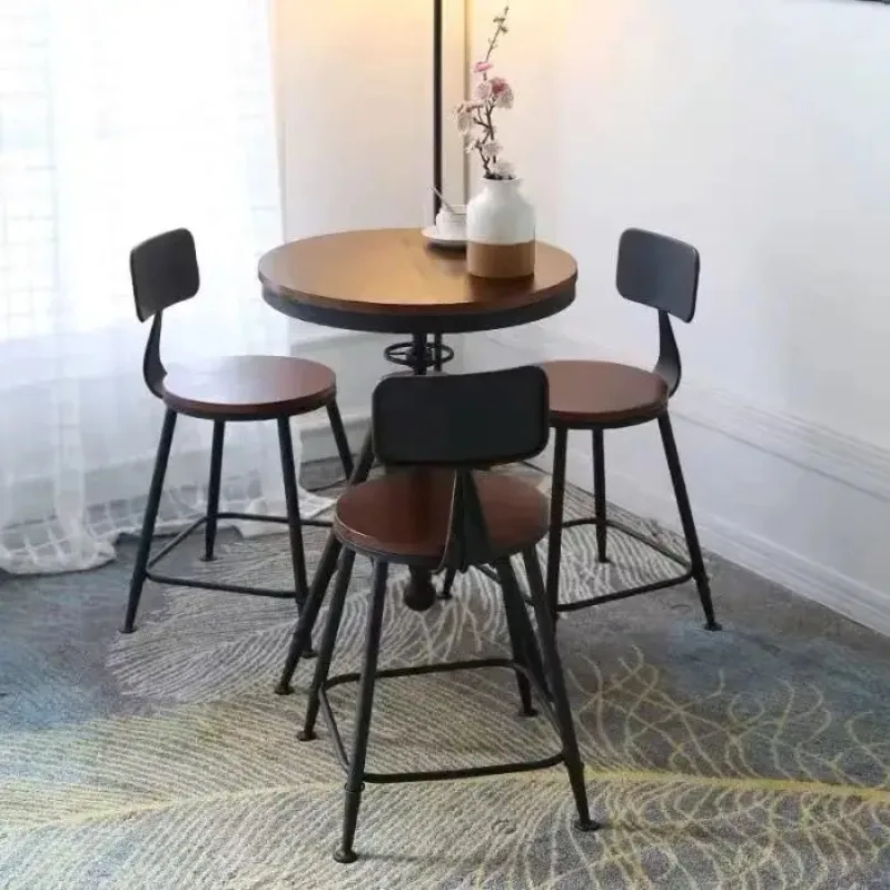 

Simple, balcony, table and chair combination, wrought iron, solid wood, cafe, creative, casual, small coffee