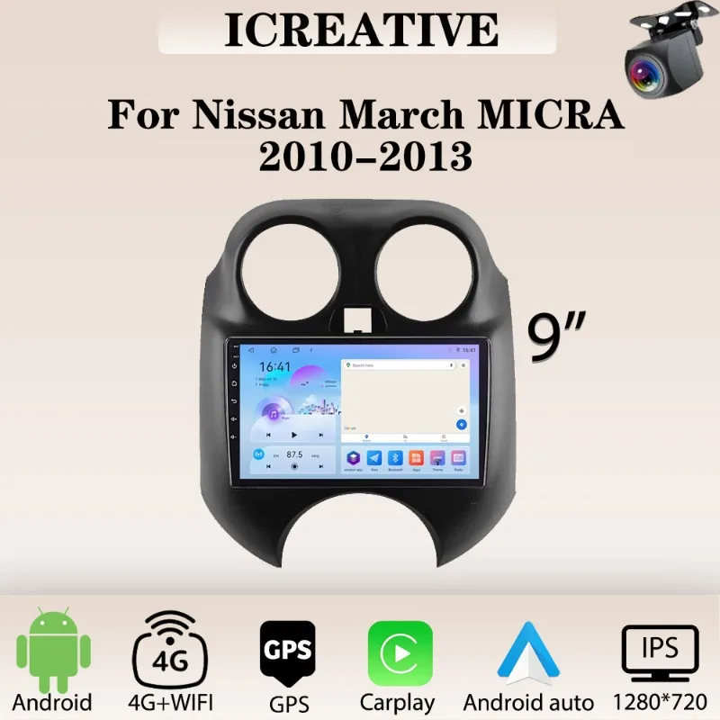 Car Radio Android for Nissan March MICRA 2010 -2013 Carplay Multimedia Player 2din Stereo Autoaudio Head Unit 9'' Navigation GPS