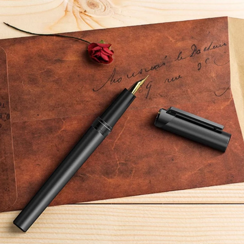 WENCHUANG Black Flare Gold Plated Fountain Pen F 0.5MM Nib High-end Business Office Supplies Gifts for Men Calligraphy Pen