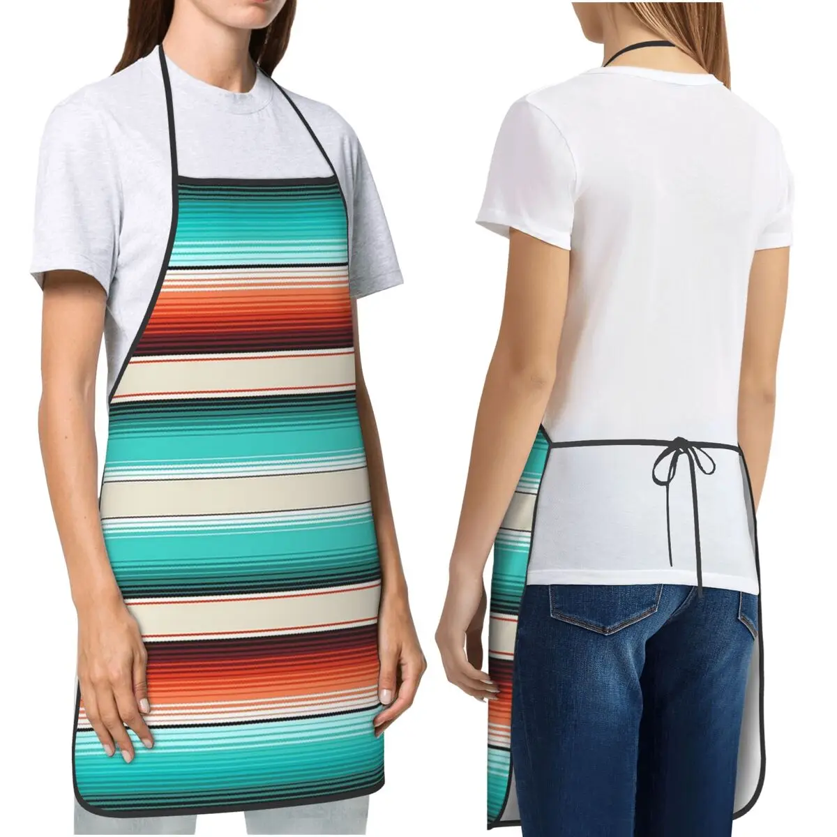 Southwestern Aztec Stripe Aprons Chef Cooking Baking Tablier Bib Kitchen Cleaning Pinafore for Women Men Painting