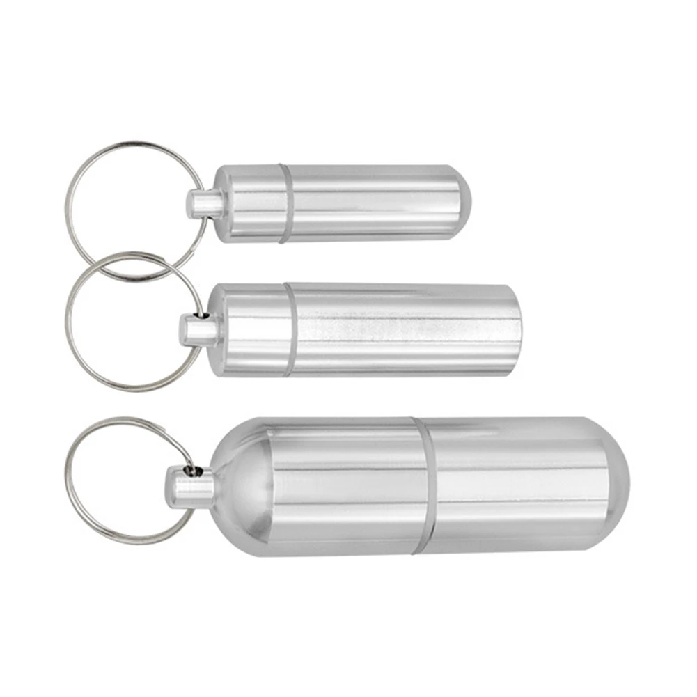 Keychain Cache Drug Holder Portable Waterproof Elderly First Aid Pill Case Aluminum Alloy Health Care for Outdoor Travel Camping