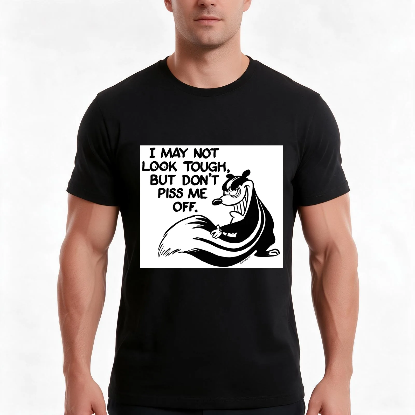 Daryl B. Enos Fundraiser - May Not Look Tough, Don't Piss Me Off Skunk T-Shirt, Summer Casual Cotton Tee, Vintage Graphic Print
