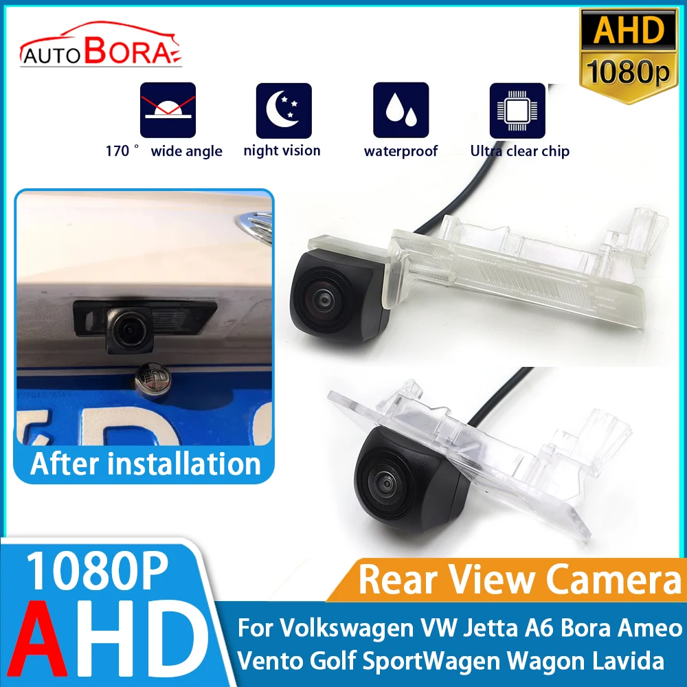 

AutoBora Reverse Parking Car Rear View Camera AHD 1080P for Volkswagen VW Jetta A6 Bora Ameo Vento Golf SportWagen Wagon Lavida