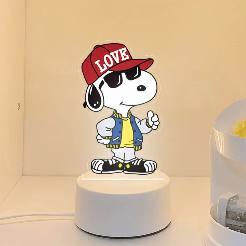 Kawaii Snoopy Night Light LED Cartoon Desk Lamp Desktop Ornament Children Bedroom Decorate Supplies Accessories Birthday Gifts