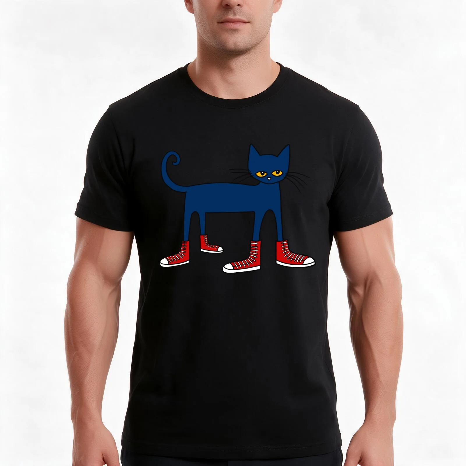 Pete the Cat Rocking in My School Shoes T-Shirt Summer Casual Cotton Tee Oversized Streetwear Tops Vintage Graphic Print