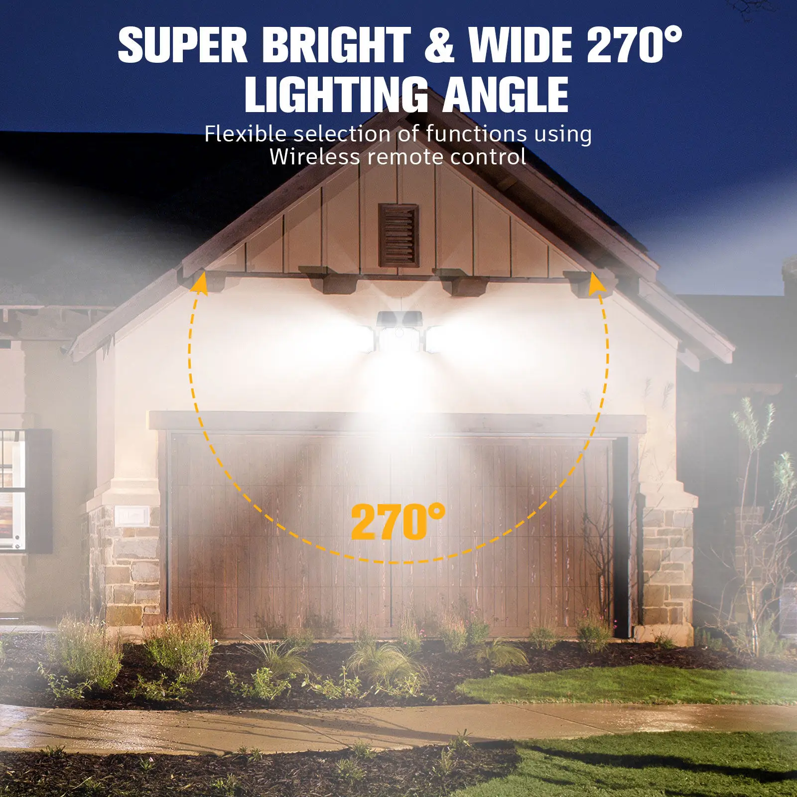 Outdoor Solar Wall Light LED Bright Motion Activated 3-Head Rotatable Solar Powered Light for Garden Pathway Balcony
