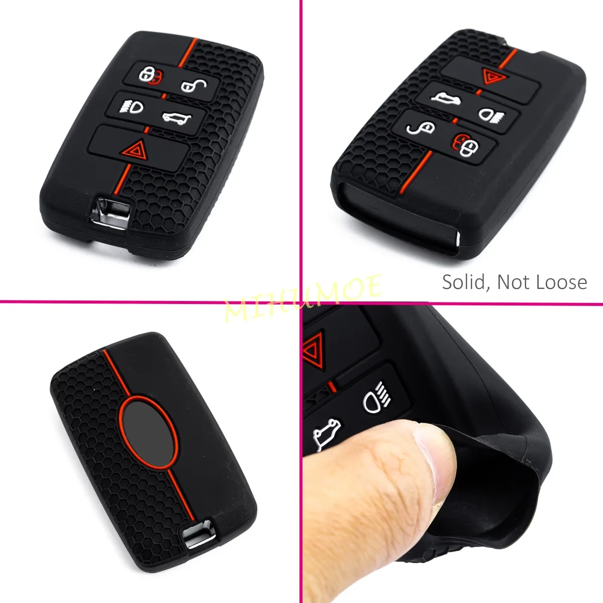 For Land Rover Discovery Range Rover Sport Evoque Velar Jaguar XE XF E-PACE F-PACE Silicone Car Key Fob Ring Chain Cover Case view 4