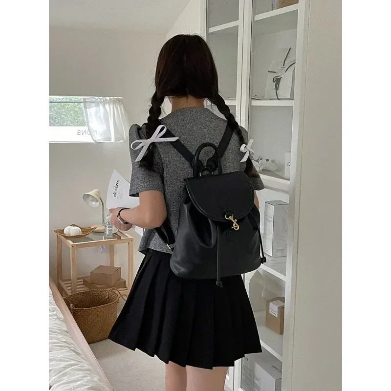 College style women's backpack 2023 spring new Korean ins black backpack, student large-capacity commuter bag