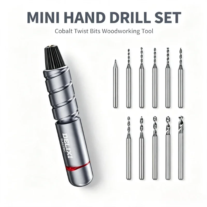 DELIXI Mini Hand Twisted Drill Hand Drill Semi Automatic Drilling Drill Bit Woodworking Home Cobalt Step Twist Bit Tool
