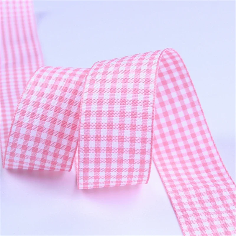 5 Yards 10mm 25mm Lattice Plaid Ribbons Bow Ribbon Gift Wrapping Polyester Ribbon Handmade DIY Decorative Ribbons for Sewing