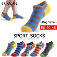 5 Pairs Large Size 45,46 Men Socks Combed Cotton Spring Summer Sports Ankle Socks Breathable Striped Patchwork Happy Socks Meias