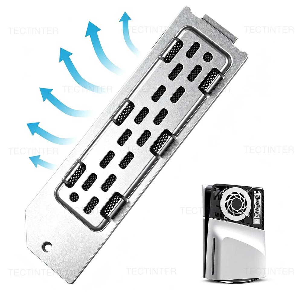 Metall-Wärmeableitungsabdeckung für PS5 Pro/PS5 Slim M.2 SSD, Erweiterungssteckplatz, Kühlkörper, Staubschutz, atmungsaktives Loch, Aluminium-Wärmegehäuse