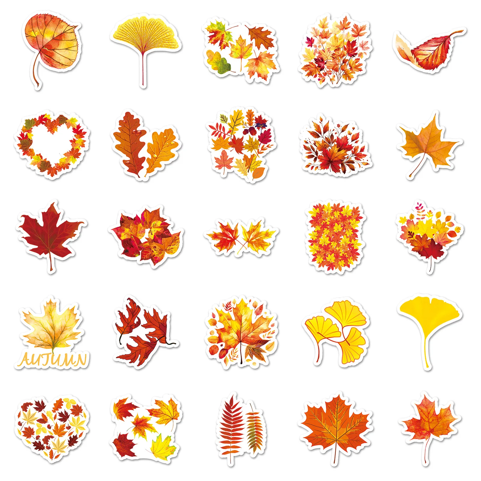 Pegatinas de grafiti de la serie de hojas de otoño, 50 piezas, adecuadas para cascos de ordenador portátil, decoración de escritorio, pegatinas DIY, juguetes al por mayor