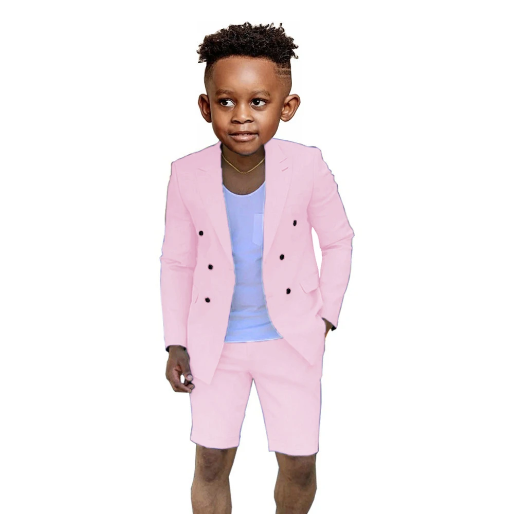 Traje ajustado azul real para niño, conjunto de Blazer de doble botonadura para boda, fiesta de graduación, traje de moda para niños, chaqueta de