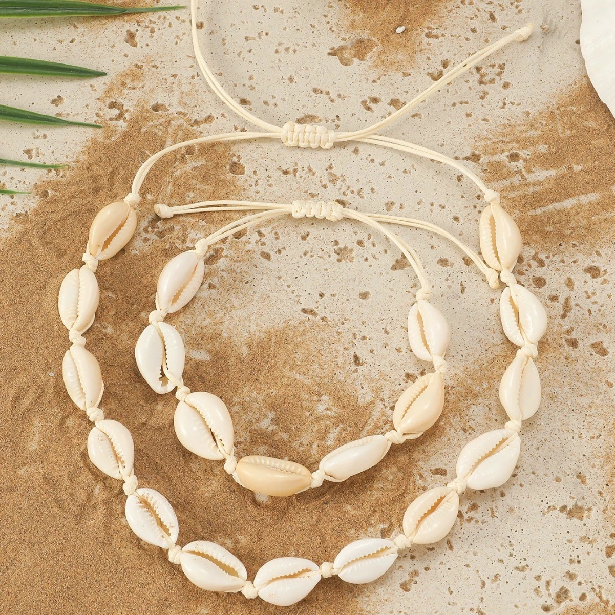 Fashion Handmade Braided Shell Necklace Bracelet Jewelry Set For Women Bohemian Summer Beach Resort Vocation Accessories Gift