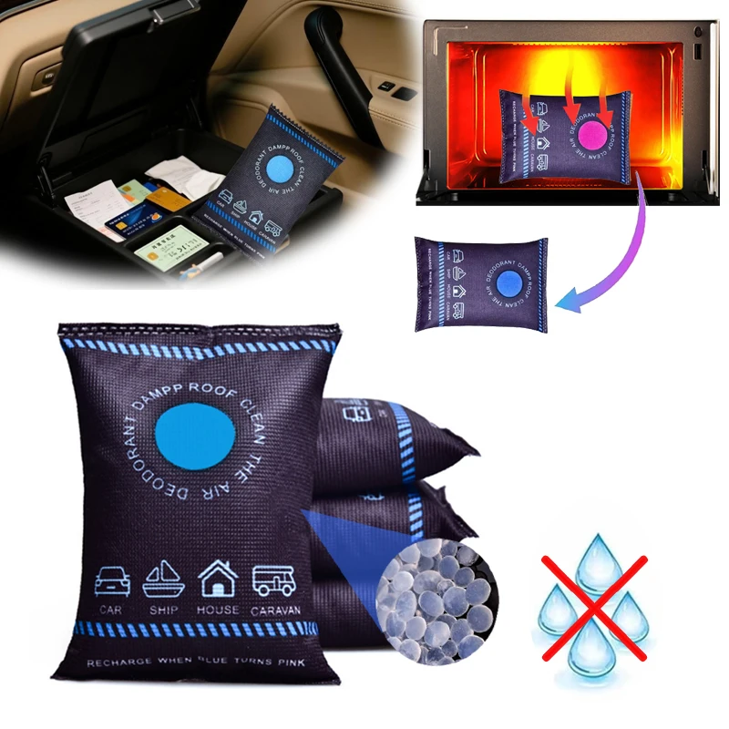 100g/300g Reusable Silicone Dehumidifier Bag Car Interior Wardrobe Room Home Moisture Absorber Dampness Preventer Drying Bag