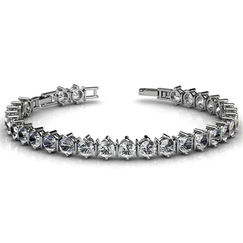 Daisini – bracelet de tennis en laiton plaqué or blanc 18 carats de qualité, orné de cristaux de qualité supérieure de Swarovski pour femme