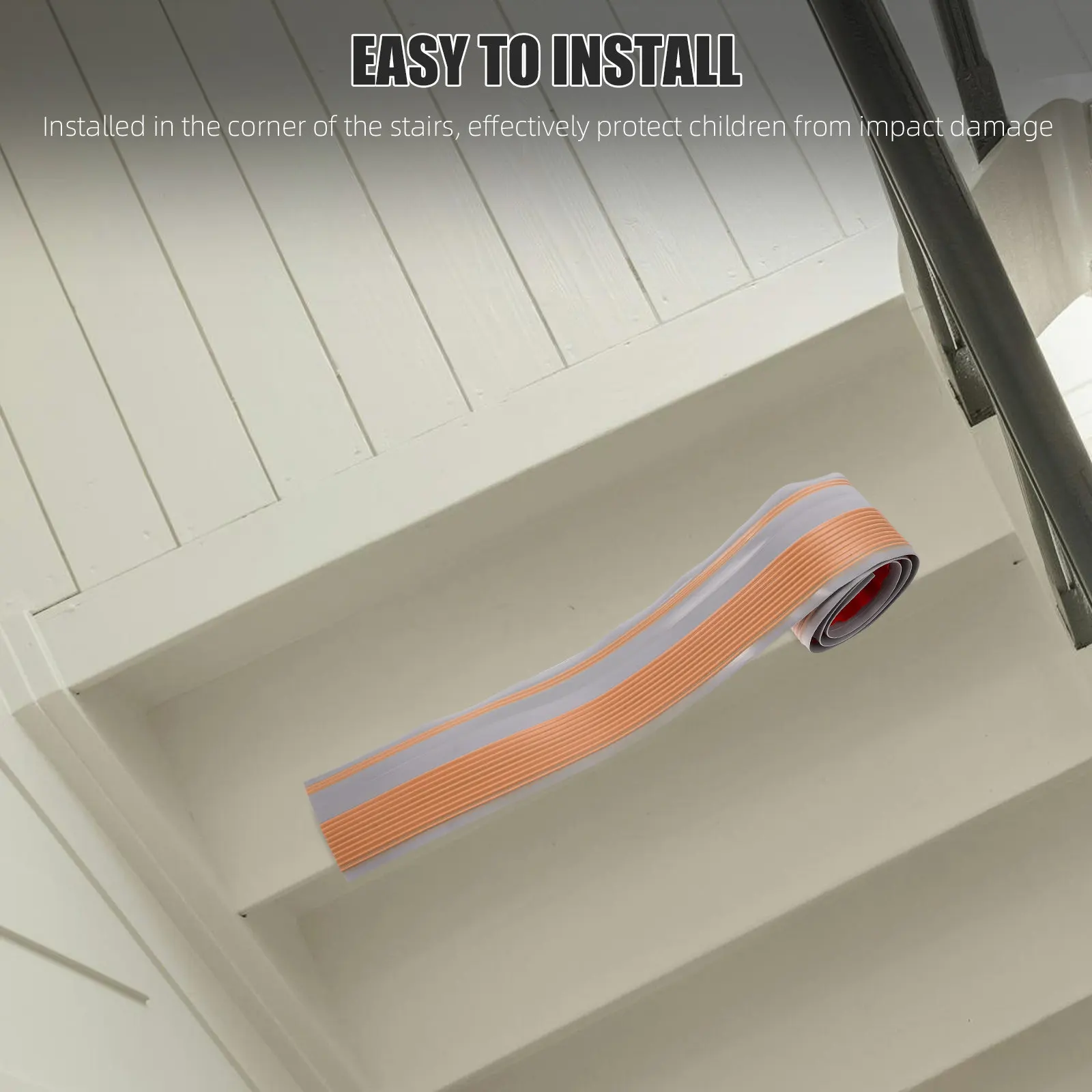 

PVC Stair Nose Molding Self-Adhesive Anti-Slip Stair Edging Trim for Indoor Stairs Kindergarten School Safety Corner Protector