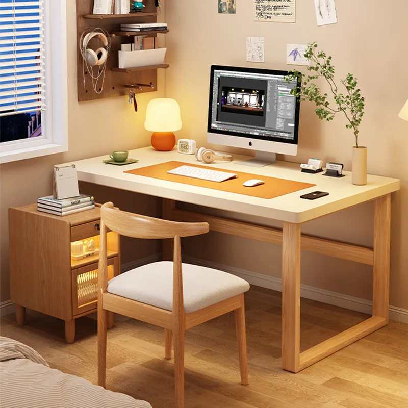 Computer Desk Home Desk Student Solid Wood Leg Learning Writing Desk Bedroom Adult  Workbench