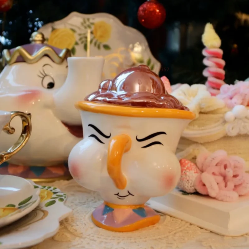 

Керамическая кружка Disney «Красавица и чудовище» с крышкой, мультяшная креативная кофейная чашка для чая с молоком, офиса, дома, керамическая чашка, подарок, игрушка для девочек