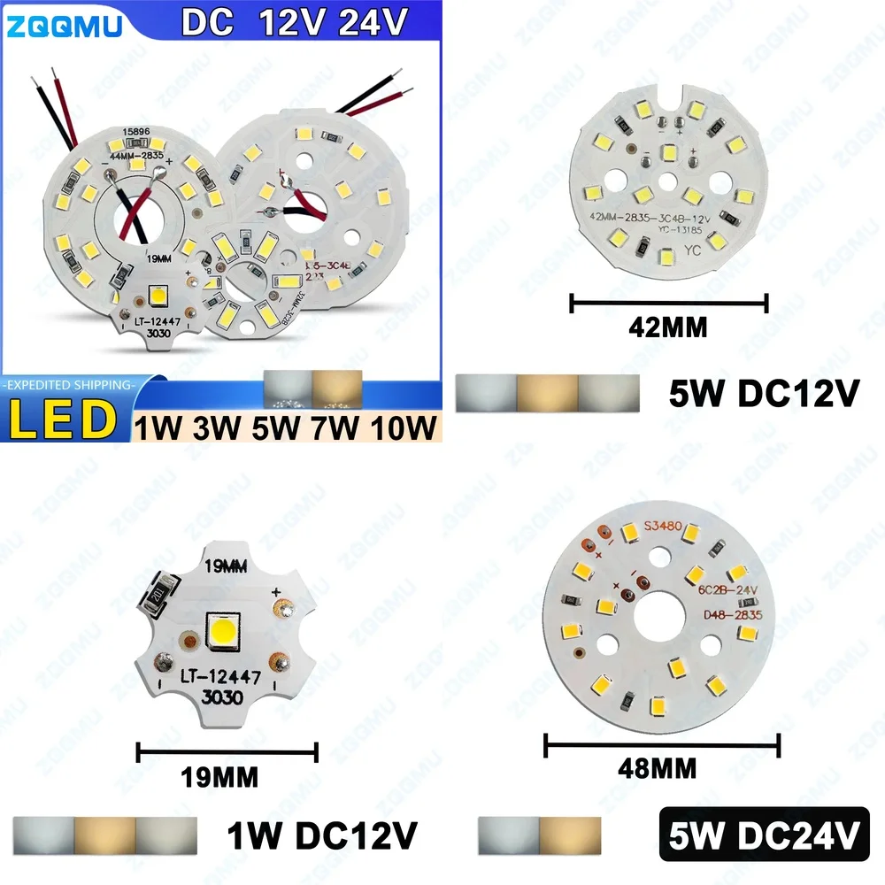 LED Chip 12V 24V 1W to 9W SMD Lamp Module Round Light Source Board for LED Bulb Downlight Lighting Replacement