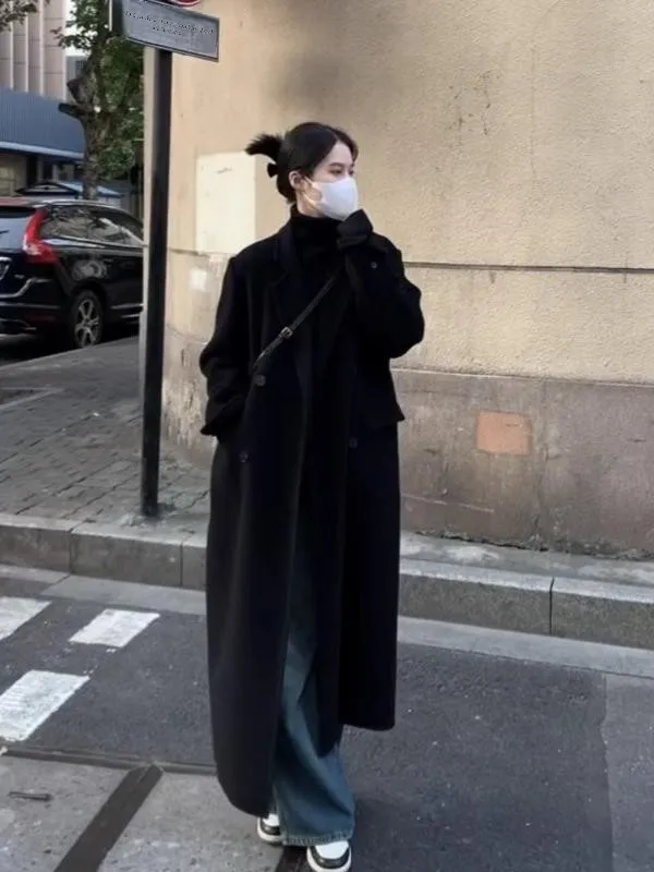 

Hebe Sle Double-Sided Camere Bla Coat Women's Small Size Autumn Winter High-End Feeling Medium-Length Woolen Jaet