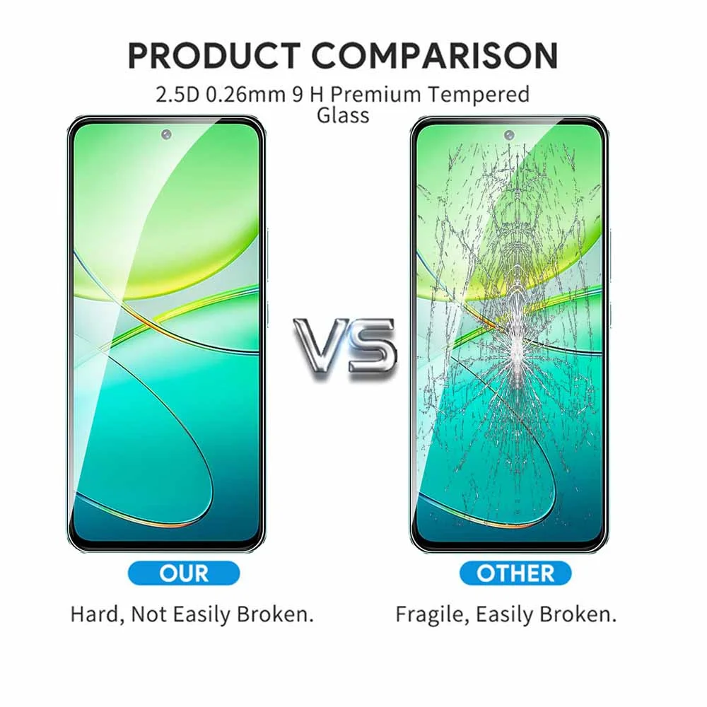4PCS 9H Tempered Film Case For Vivo 3T 5G Screen Protector For Vivo V40 SE 3T Y200E 5G Y100 4G 2024 Safety Protective Film Cover