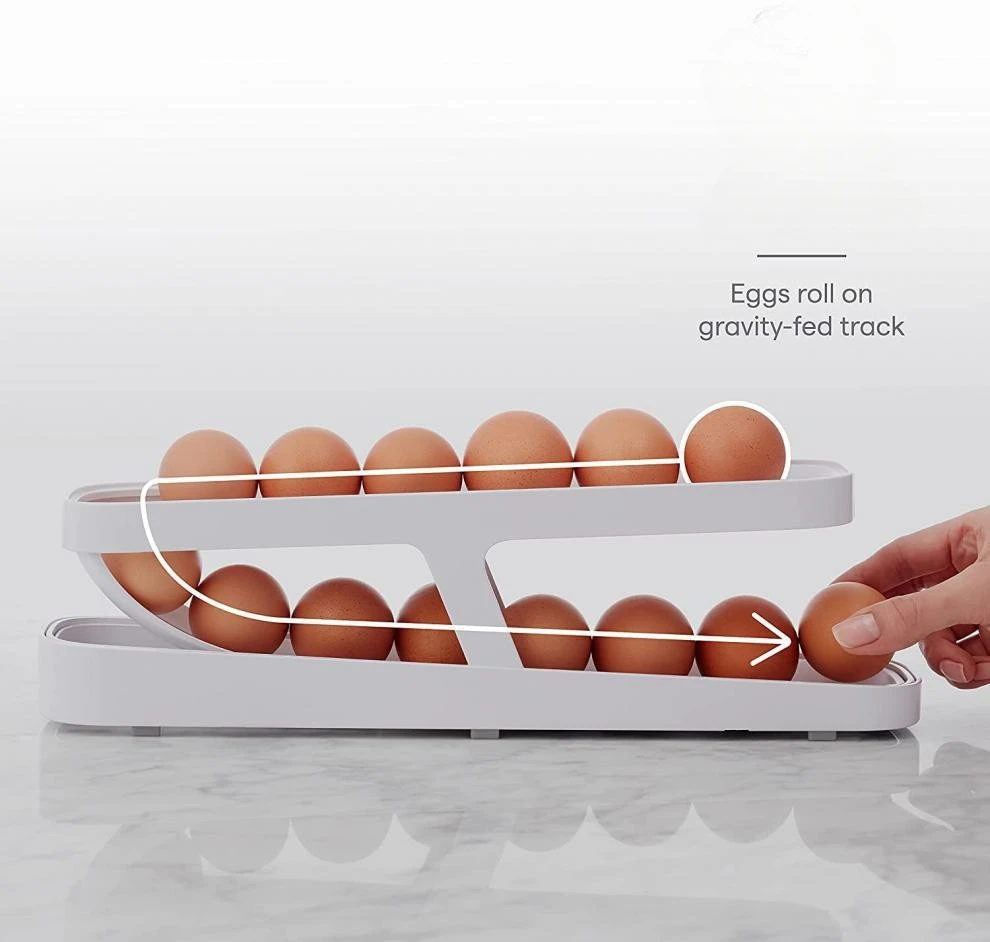 Automatic Scrolling Egg Rack Holder Rolldown Refrigerator Egg Dispenser Kitchen Egg Storage Box Egg Stand For Fridge Egg Tray